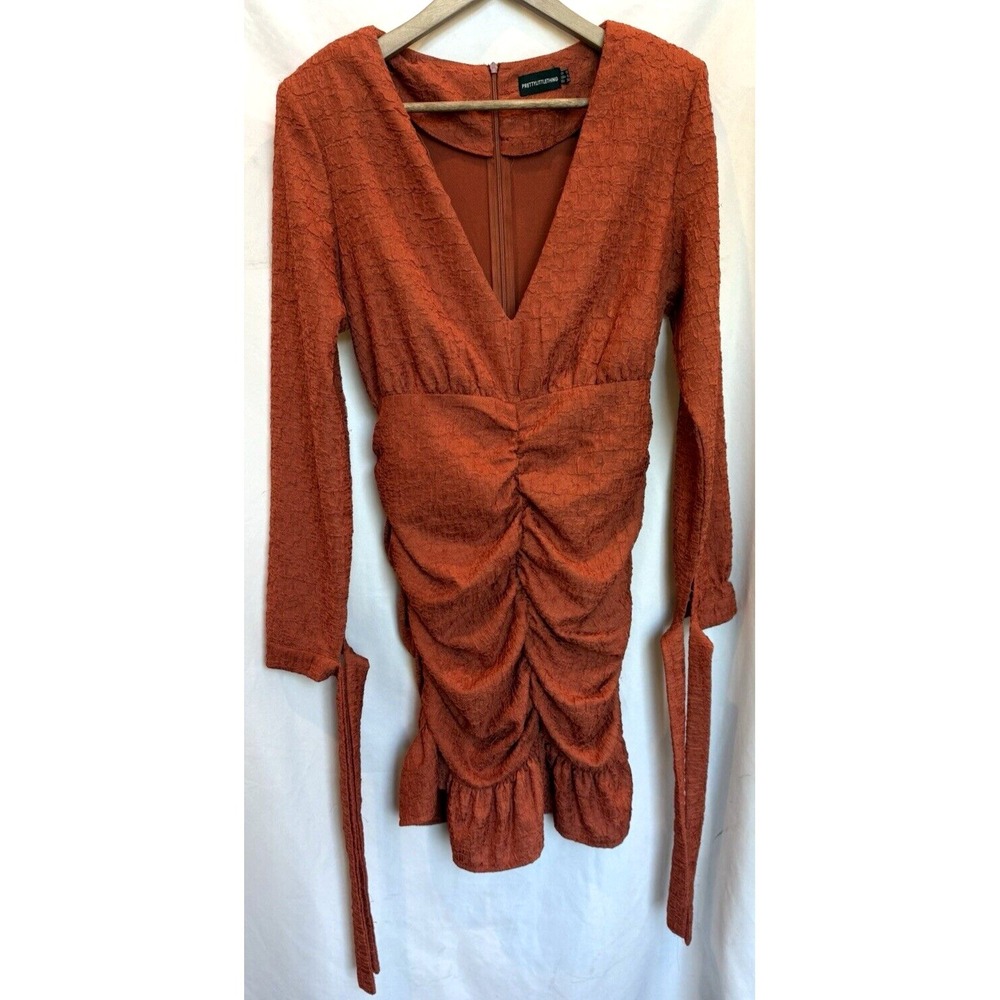 Mini Ruffle Bodycon Cocktail Dress Size 6 Ruched Textured Flirty Party Event - Picture 4 of 15